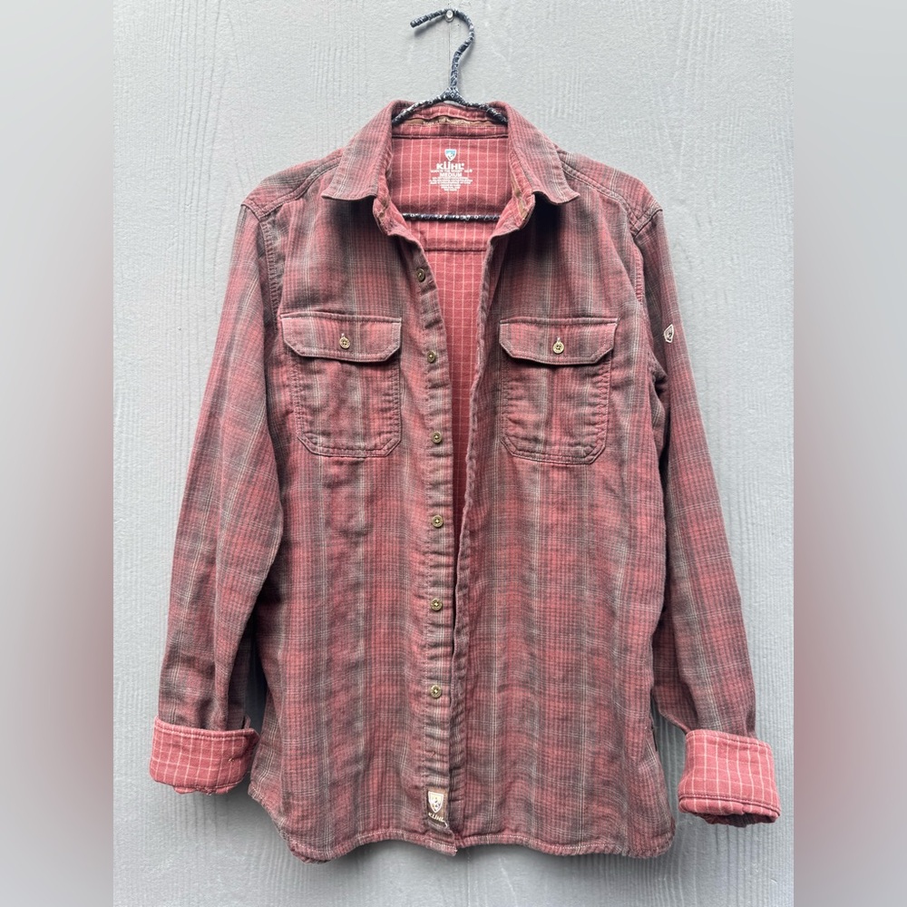 Kuhl Brand Men’s Shattered Rust Plaid Flannel Size MD